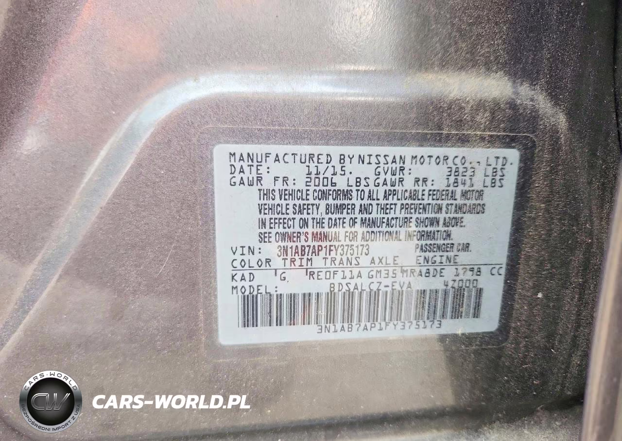 2015 Nissan Sentra S VIN:3N1AB7AP1FY375173 - 12