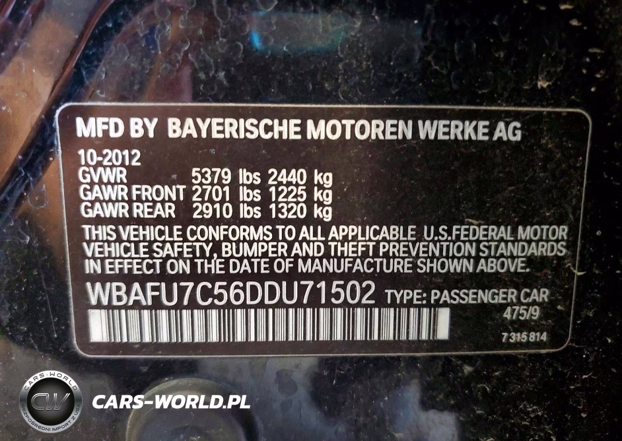 2013 BMW 535 Xi VIN:WBAFU7C56DDU71502 - 13