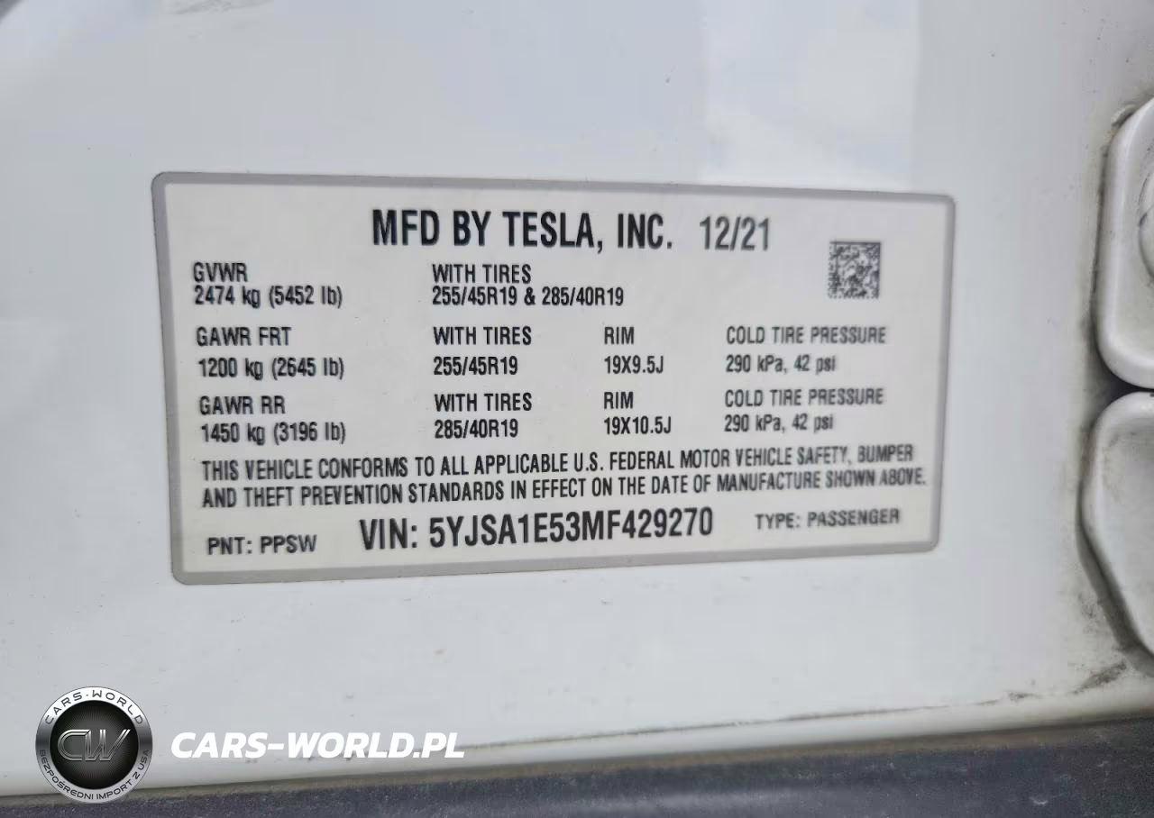 2021 Tesla Model S VIN:5YJSA1E53MF429270 - 12
