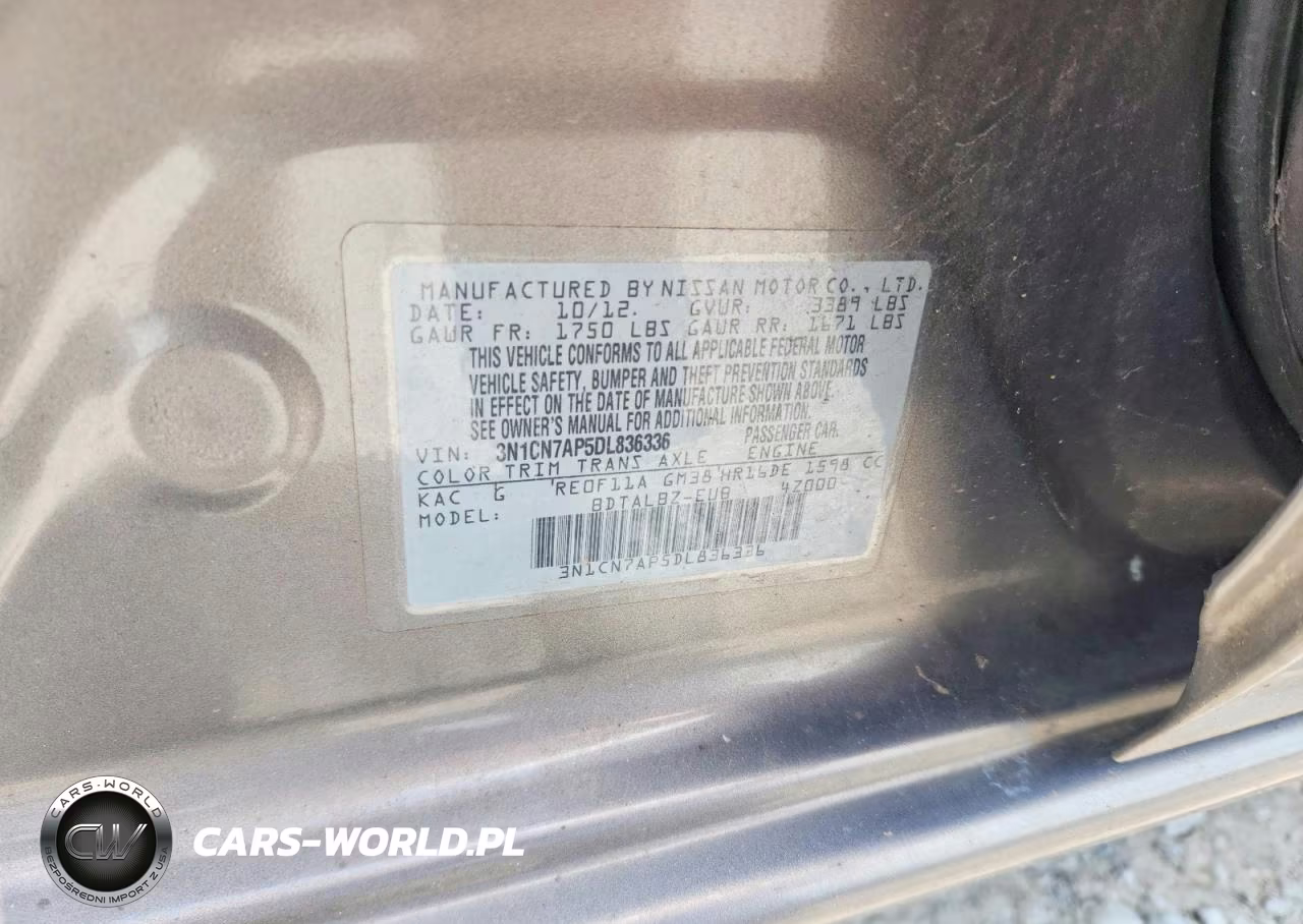 2013 Nissan Versa 1.6 S VIN:3N1CN7AP5DL836336 - 12