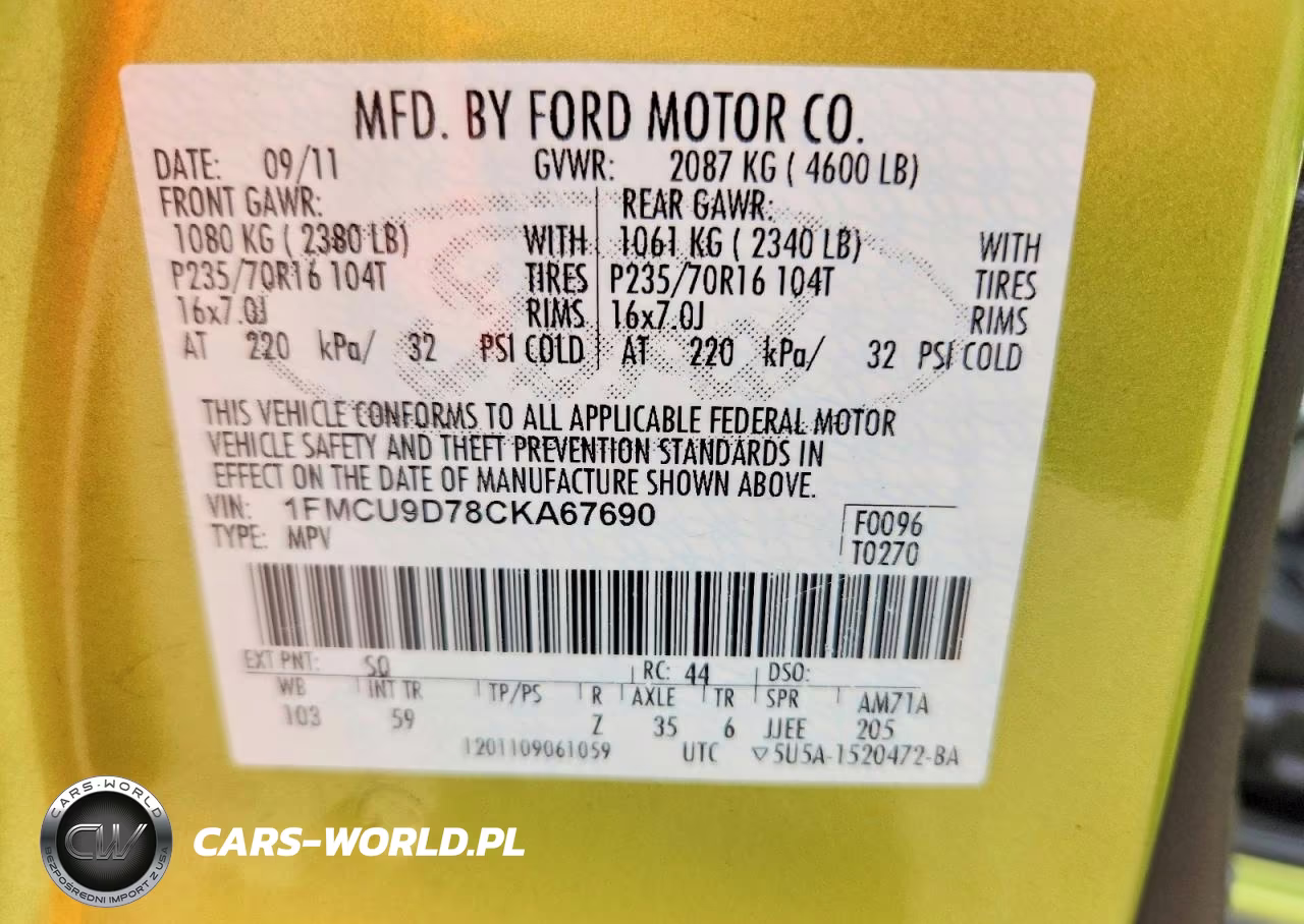 2012 Ford Escape Xlt VIN:1FMCU9D78CKA67690 - 12