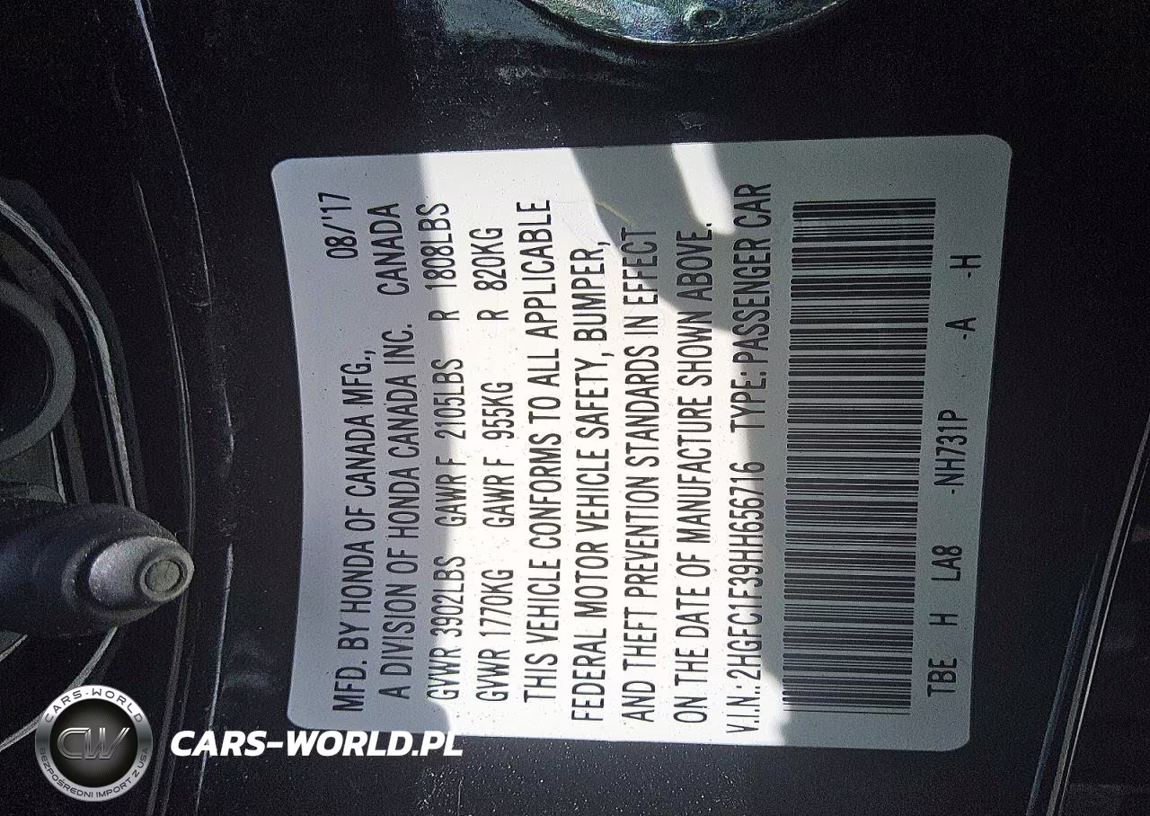2017 Honda Civic Ex VIN:2HGFC1F39HH656716 - 12