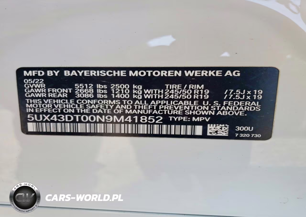 2022 BMW X4 M40I VIN:5UX43DT00N9M41852 - 13