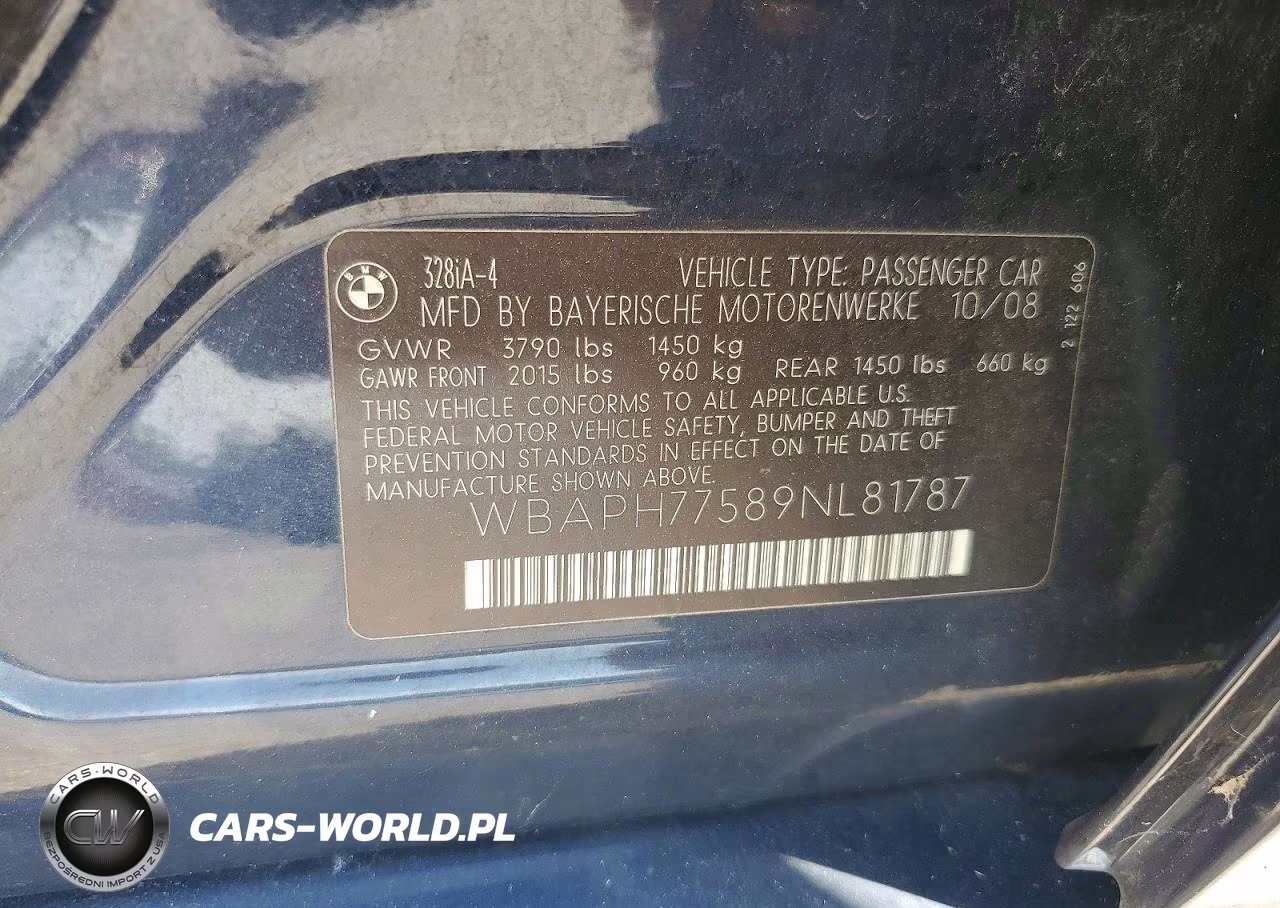 2009 BMW 328 I VIN:WBAPH77589NL81787 - 12