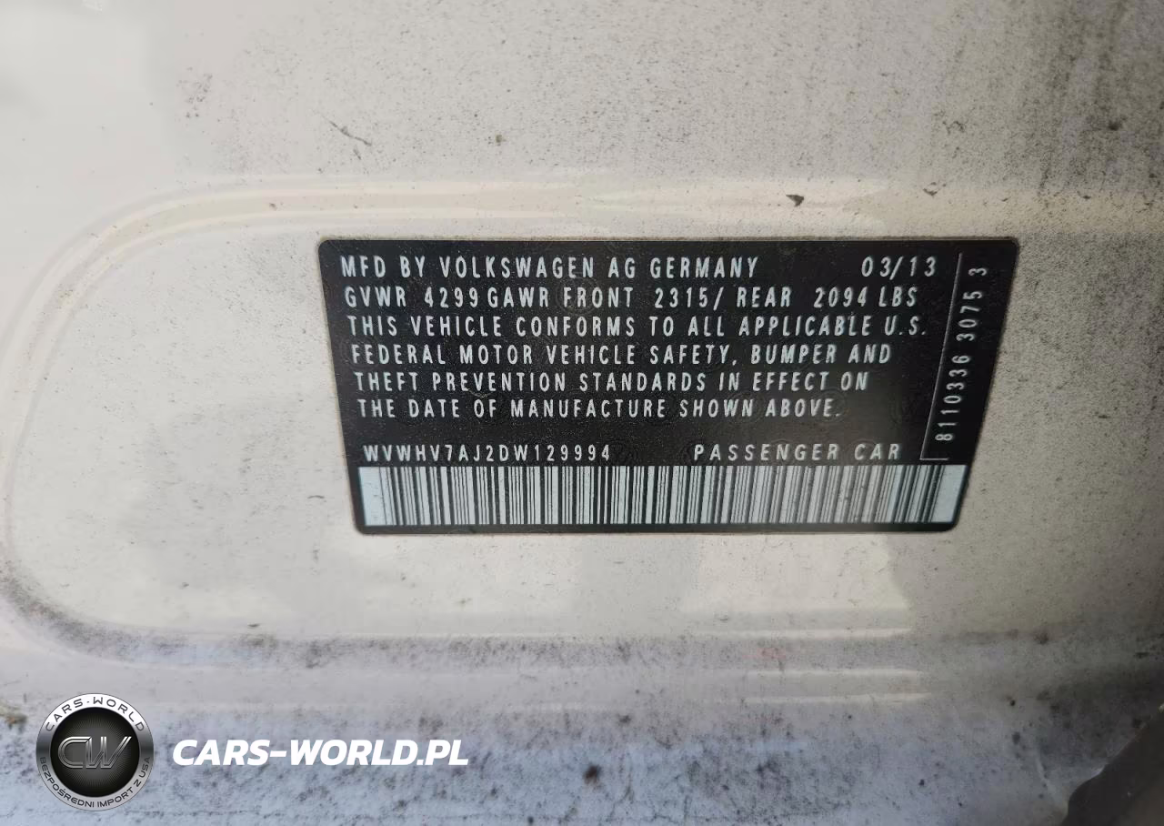 2013 Volkswagen Gti VIN:WVWHV7AJ2DW129994 - 13