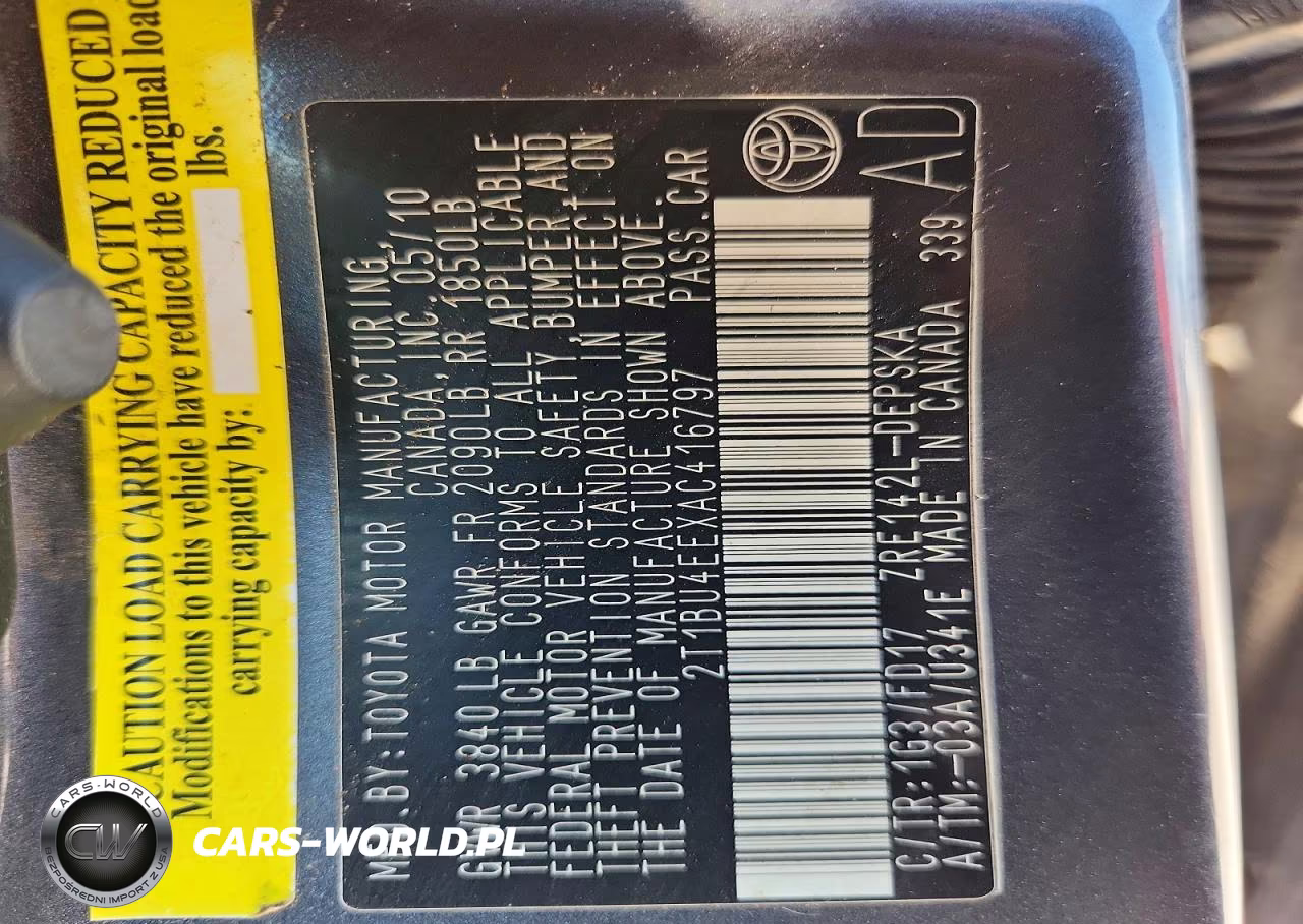 2010 Toyota Corolla S VIN:2T1BU4EEXAC416797 - 12