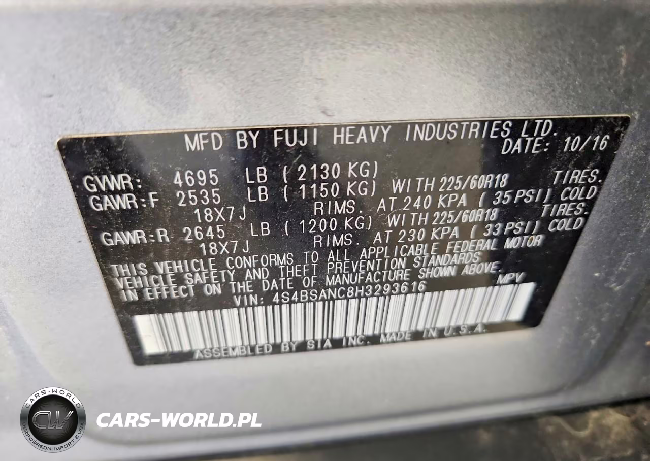 2017 Subaru Outback 2.5I Limited VIN:4S4BSANC8H3293616 - 13