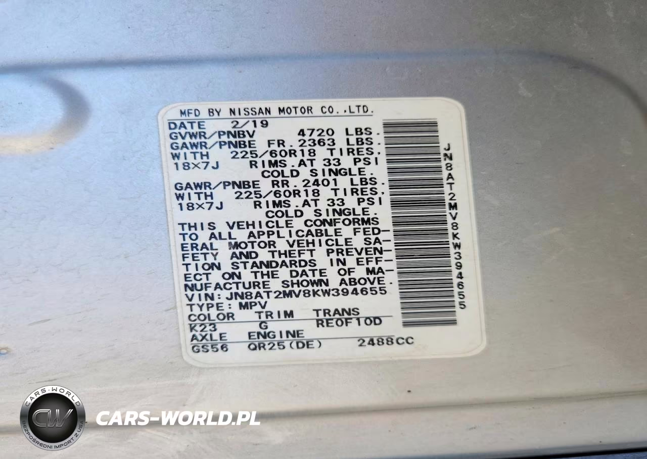 2019 Nissan Rogue Sv VIN:JN8AT2MV8KW394655 - 12