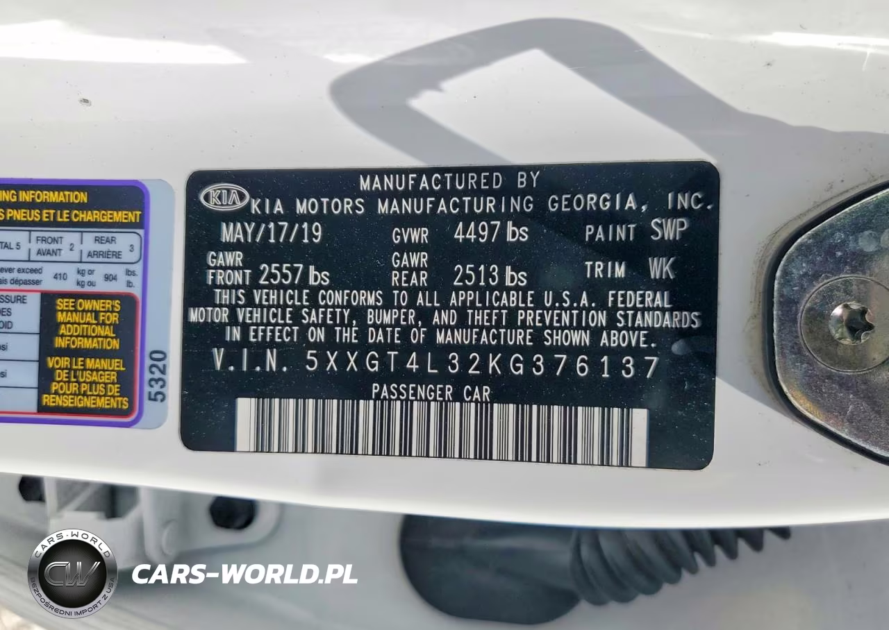 2019 Kia Optima S VIN:5XXGT4L32KG376137 - 12