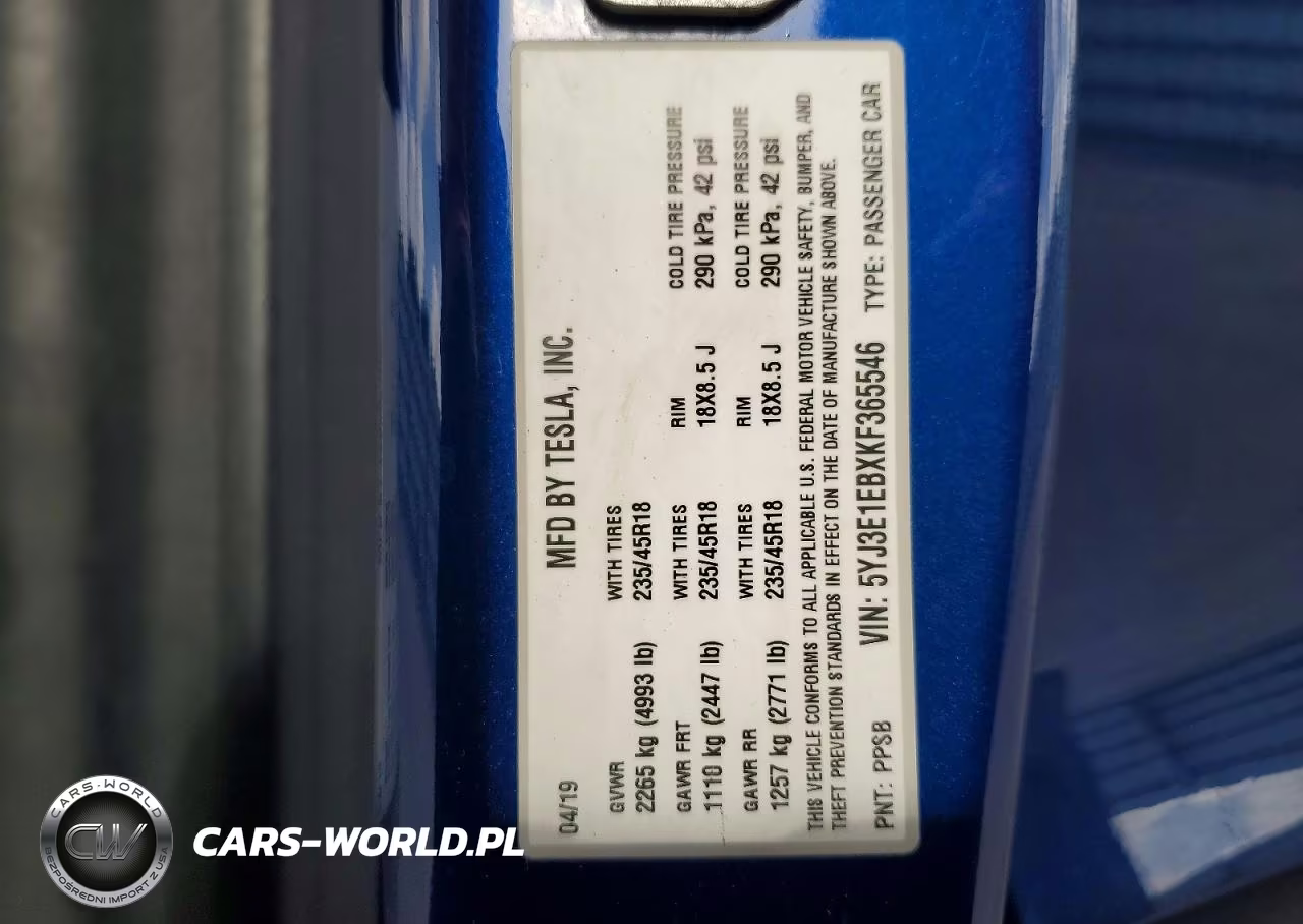 2019 Tesla Model 3 VIN:5YJ3E1EBXKF365546 - 13