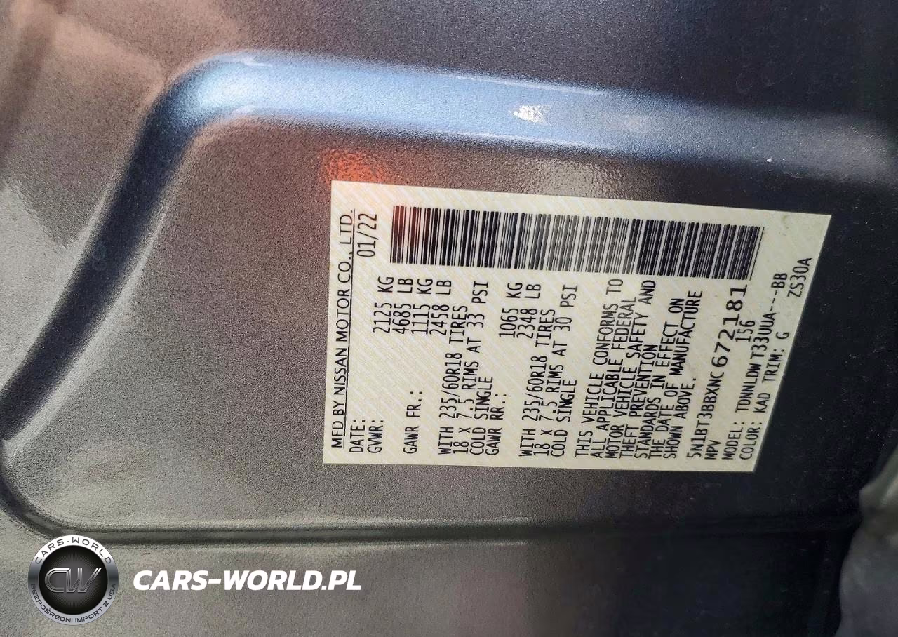 2022 Nissan Rogue Sv VIN:5N1BT3BBXNC672181 - 12