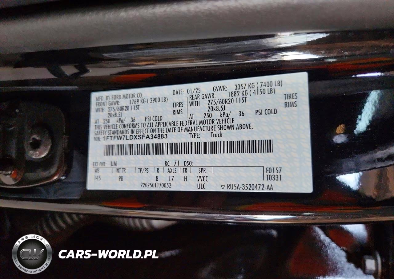 2025 Ford F150 Platinum VIN:1FTFW7LDXSFA34883 - 13