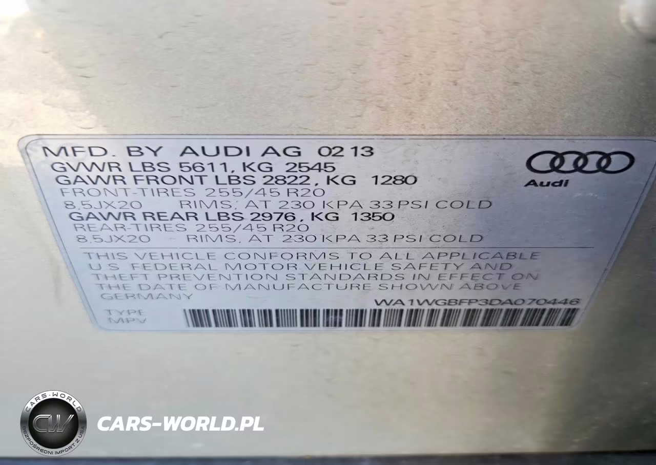 2013 Audi Q5 Prestige VIN:WA1WGBFP3DA070446 - 13