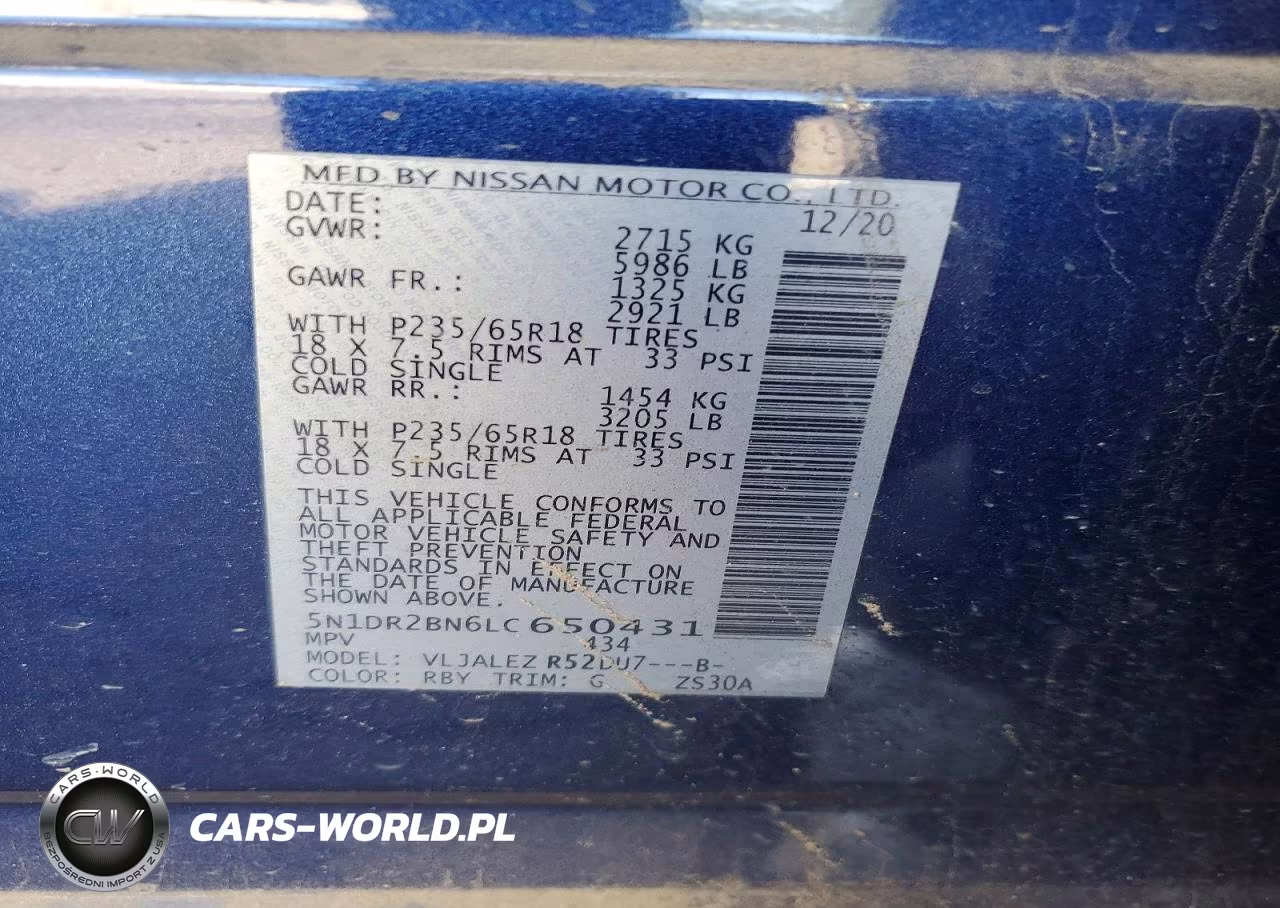 2020 Nissan Pathfinder Sv VIN:5N1DR2BN6LC650431 - 13