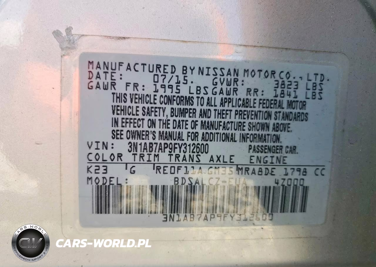 2015 Nissan Sentra S VIN:3N1AB7AP9FY312600 - 13
