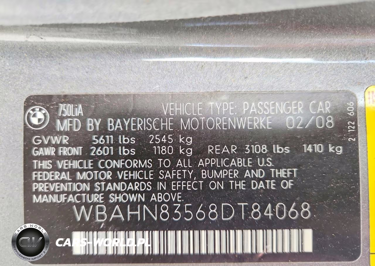 2008 BMW 750 Li VIN:WBAHN83568DT84068 - 12