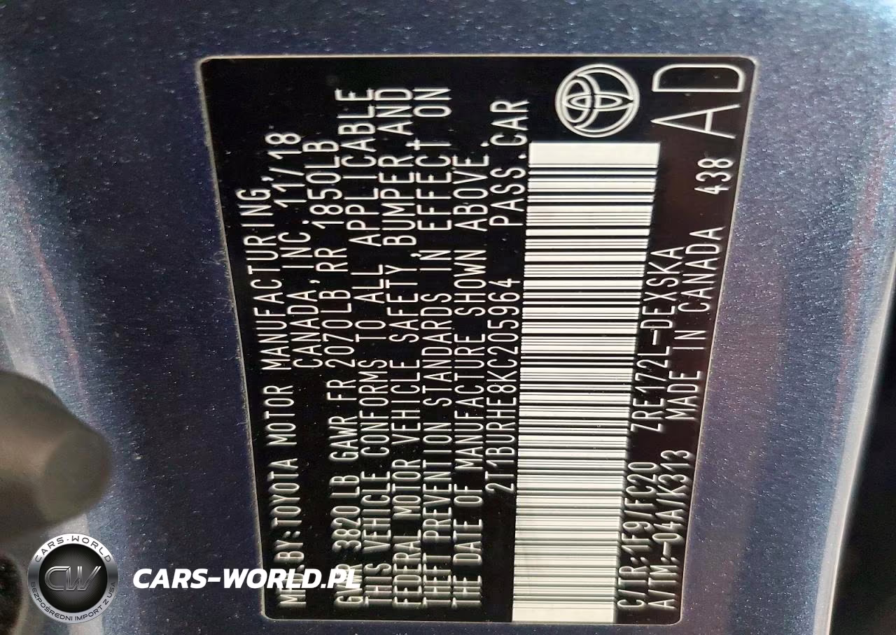 2019 Toyota Corolla Se VIN:2T1BURHE8KC205964 - 12