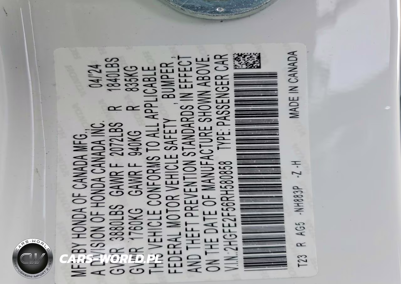 2024 Honda Civic Sport VIN:2HGFE2F56RH580858 - 12