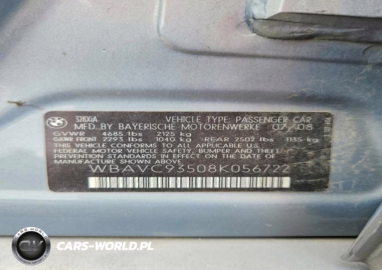 2008 BMW 328 VIN:WBAVC93508K056722 - 12