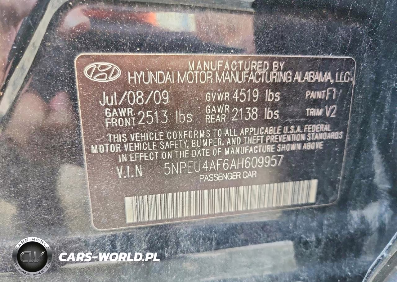2010 Hyundai Sonata Limited V6 VIN:5NPEU4AF6AH609957 - 12