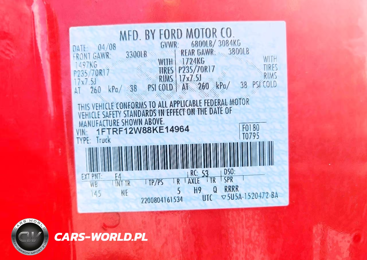 2008 Ford F150 VIN:1FTRF12W88KE14964 - 12