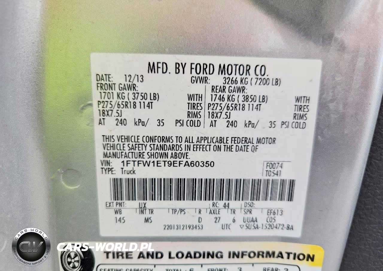 2014 Ford F150 Supercrew VIN:1FTFW1ET9EFA60350 - 12