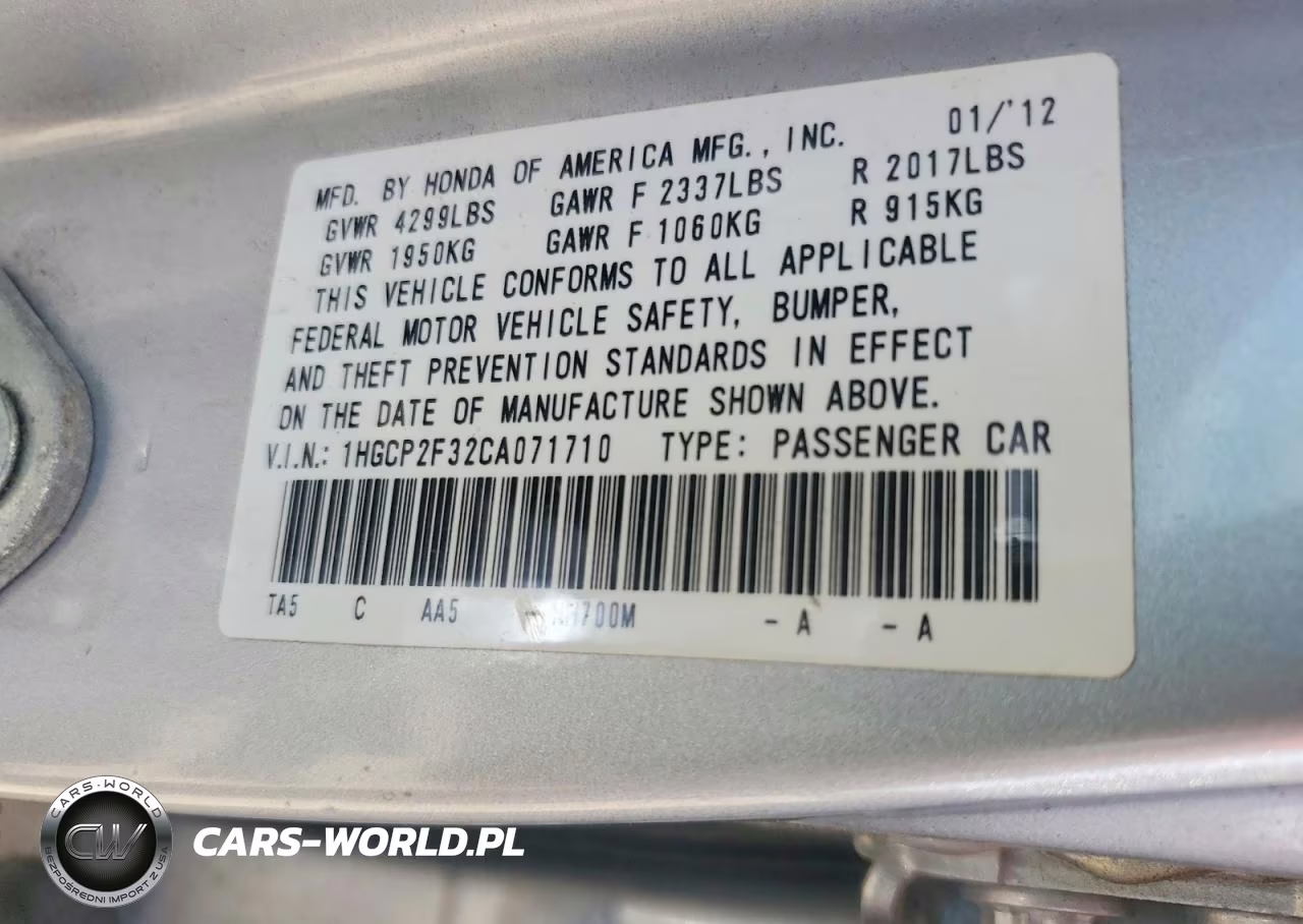 2012 Honda Accord Lx VIN:1HGCP2F32CA071710 - 13