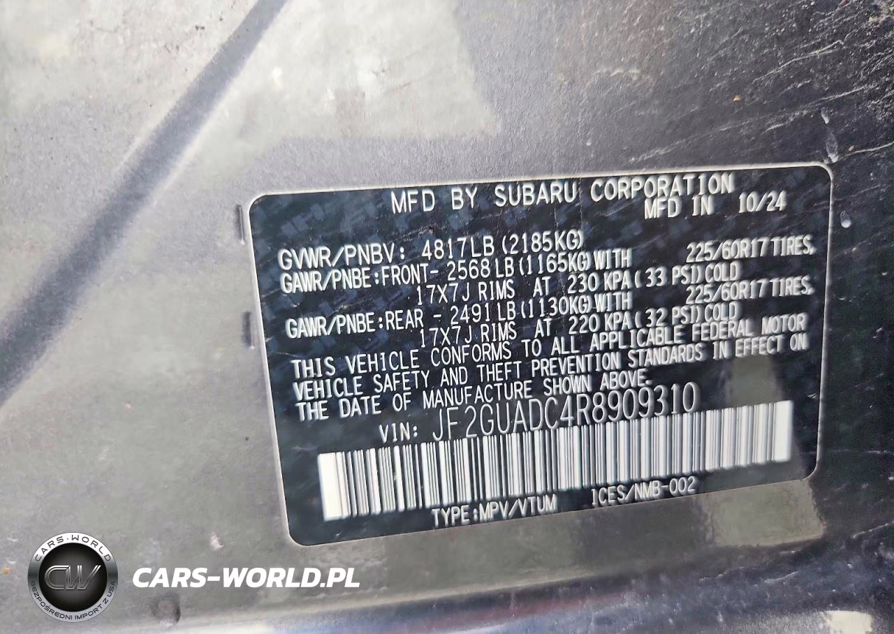 2024 Subaru Crosstrek Premium VIN:JF2GUADC4R8909310 - 14