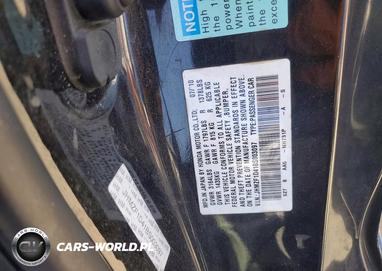 2011 Honda Cr-Z VIN:JHMZF1D41BS003097 - 12