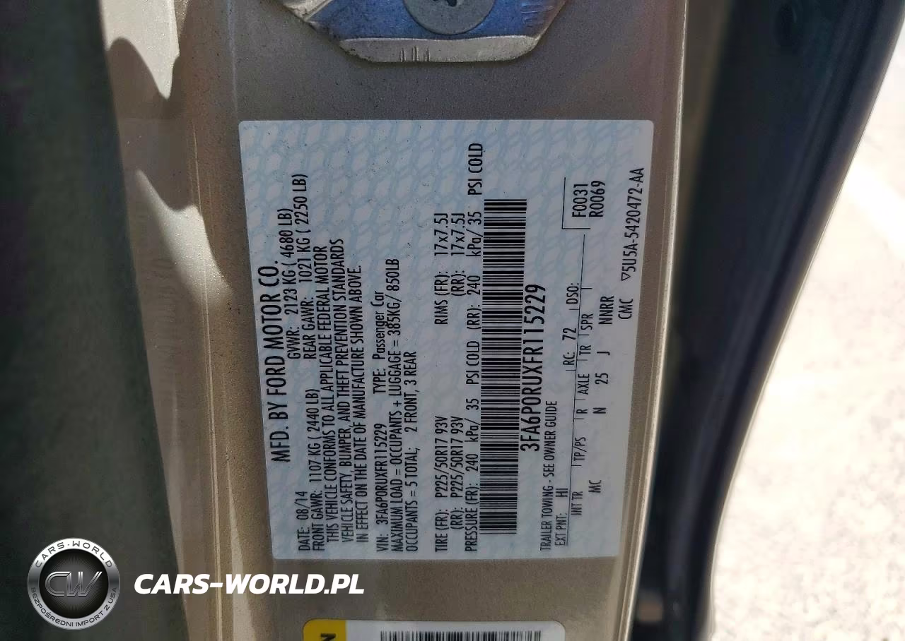 2015 FORD FUSION TIT TITANIUM HEV VIN:3FA6P0RUXFR115229 - 12