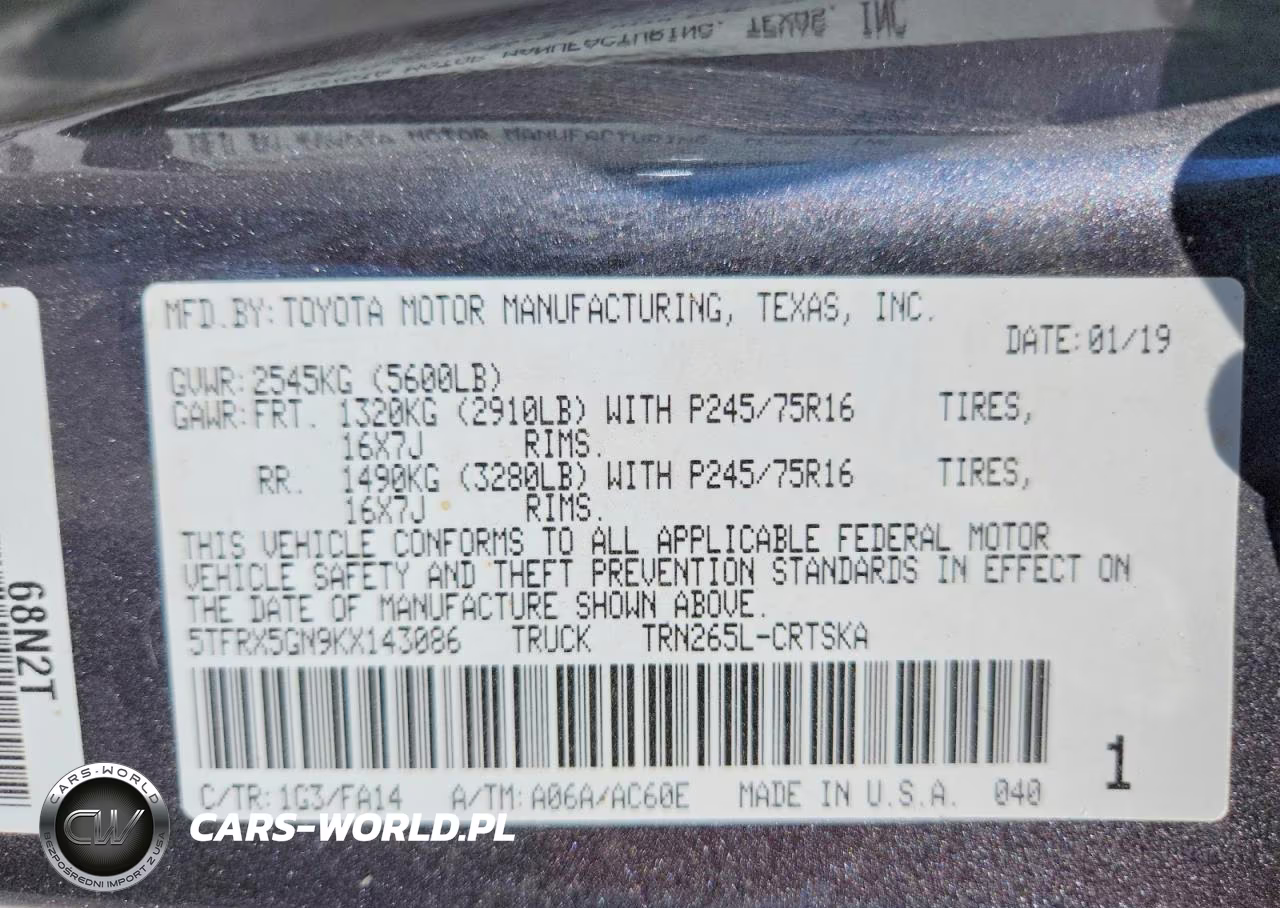 2019 Toyota Tacoma Sr VIN:5TFRX5GN9KX143086 - 12