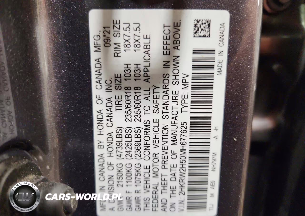 2021 Honda Cr-V Ex VIN:2HKRW2H50MH677625 - 13