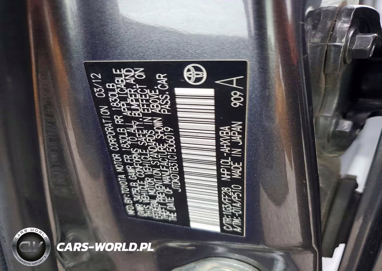 2012 Toyota Prius C Two VIN:JTDKDTB31C1506019 - 12