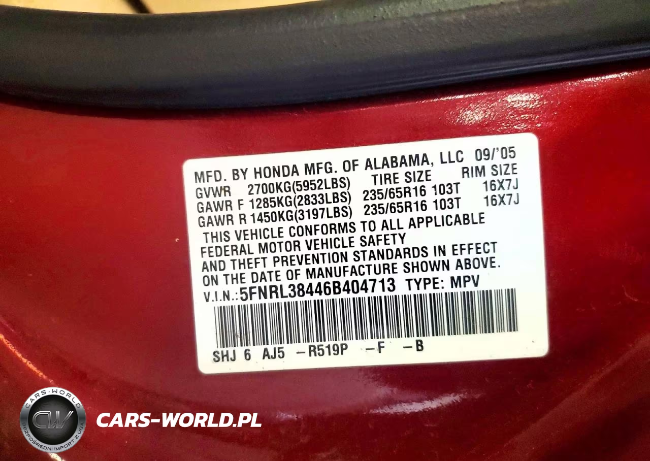 2006 Honda Odyssey Ex VIN:5FNRL38446B404713 - 13