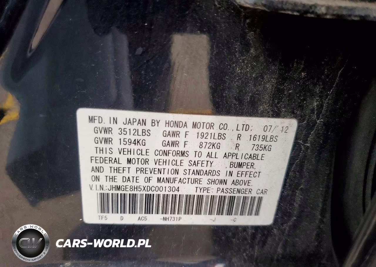 2013 Honda Fit Sport VIN:JHMGE8H5XDC001304 - 13