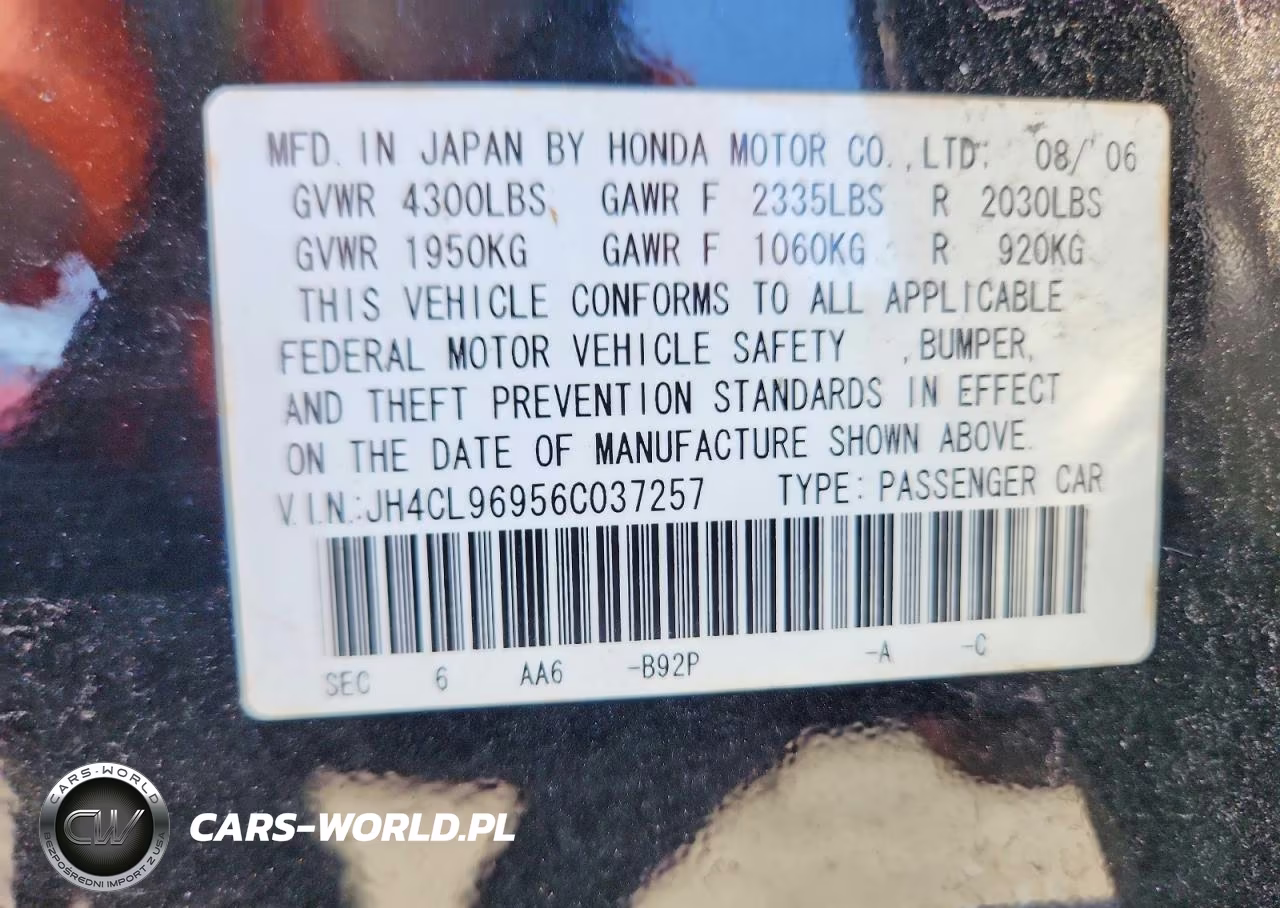 2006 Acura Tsx VIN:JH4CL96956C037257 - 13