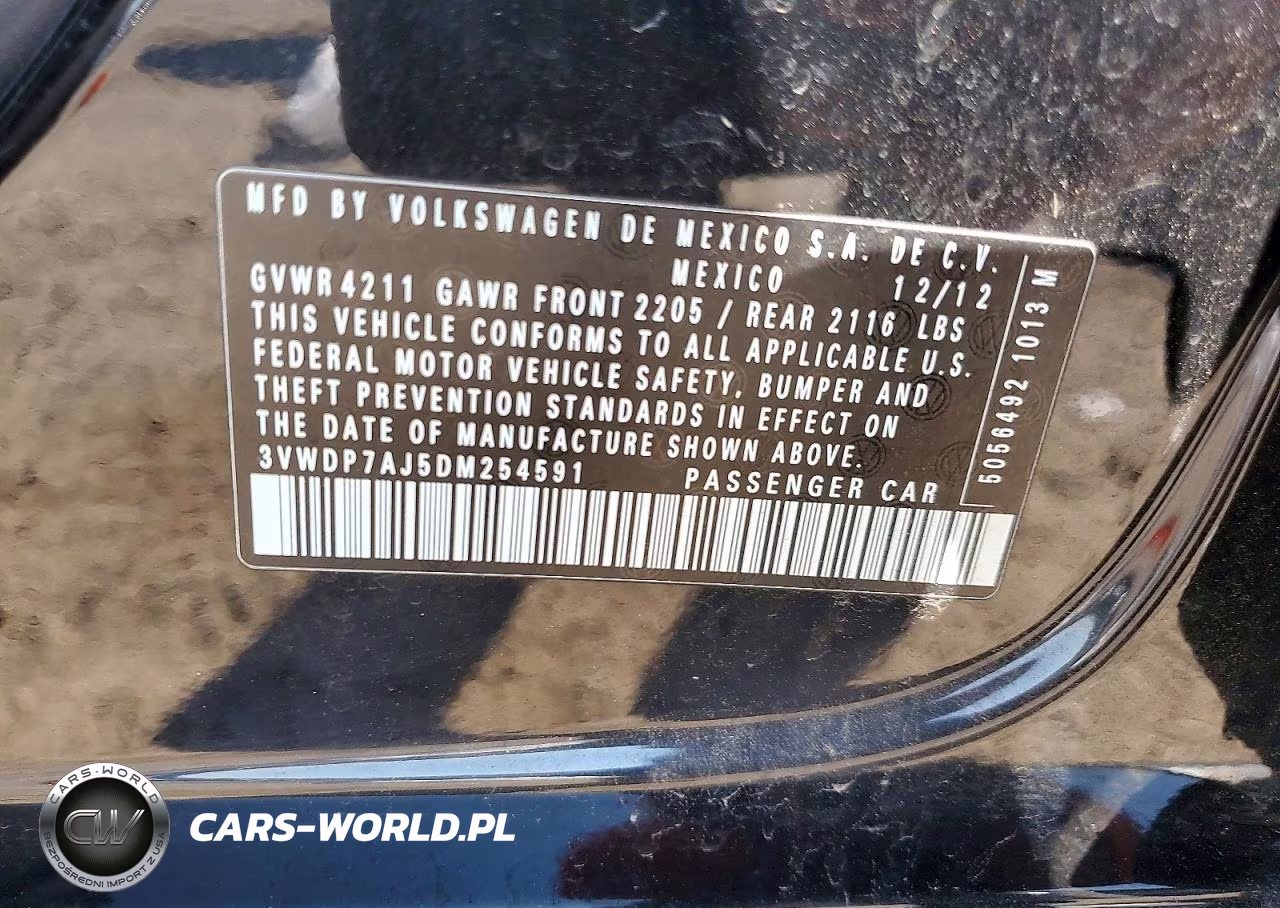 2013 Volkswagen Jetta Se VIN:3VWDP7AJ5DM254591 - 12
