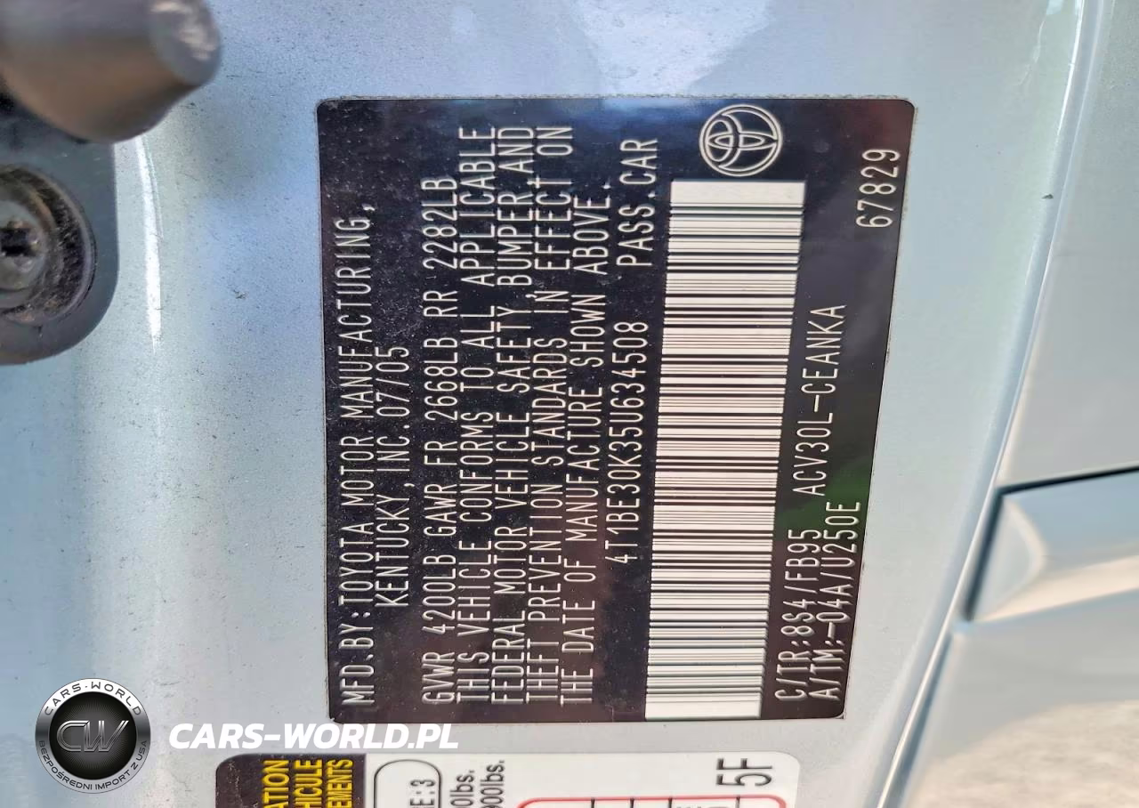 2005 Toyota Camry Le VIN:4T1BE30K35U634508 - 12