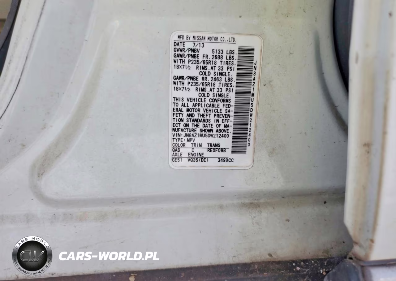 2013 Nissan Murano S VIN:JN8AZ1MU5DW212400 - 13