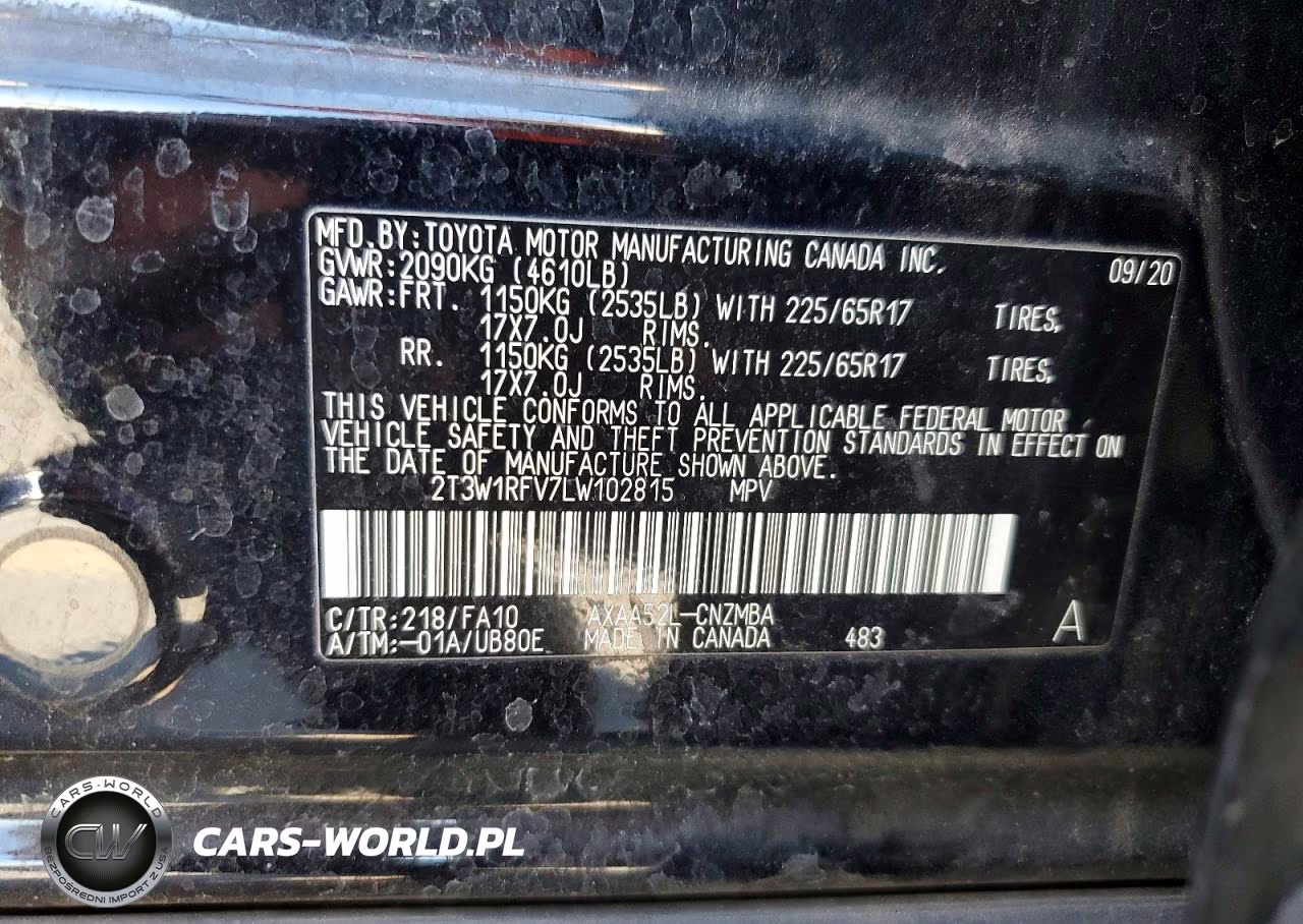 2020 Toyota Rav4 Xle VIN:2T3W1RFV7LW102815 - 13