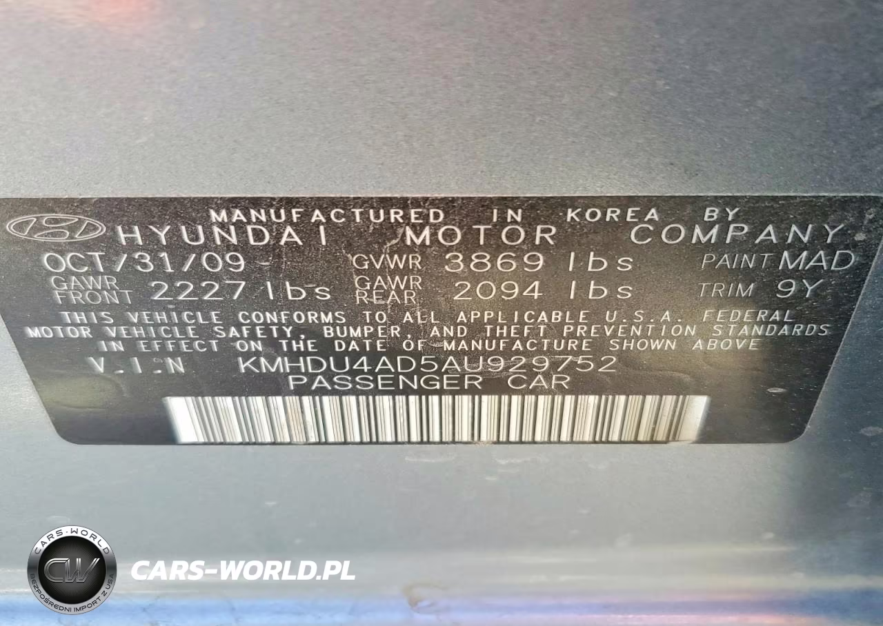 2010 Hyundai Elantra Gls VIN:KMHDU4AD5AU929752 - 12