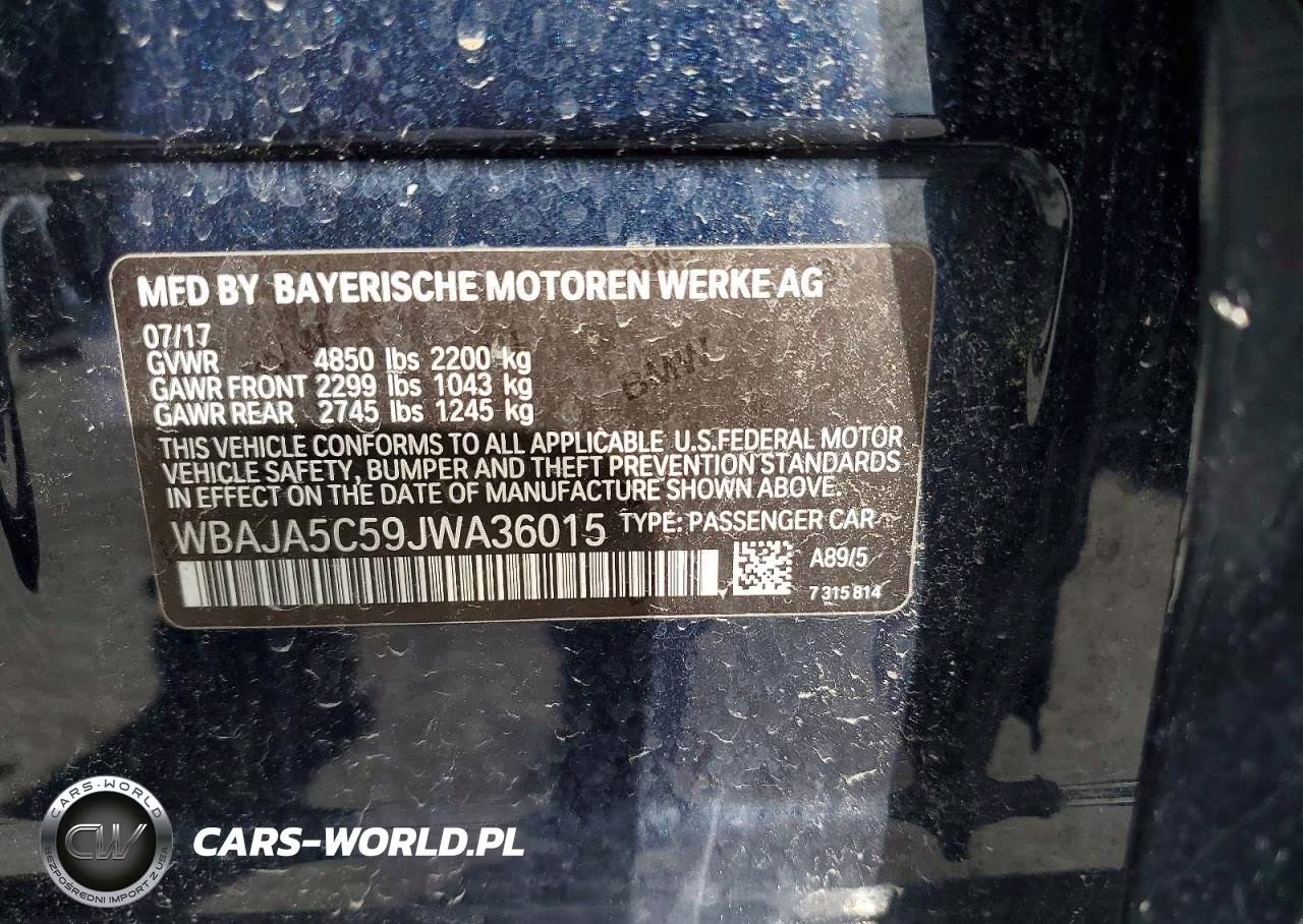 2018 BMW 530 I VIN:WBAJA5C59JWA36015 - 12