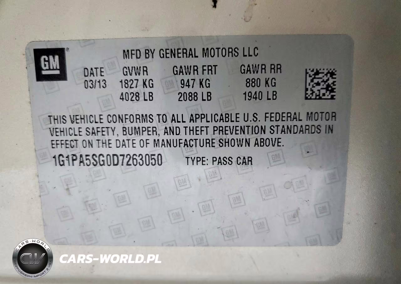 2013 Chevrolet Cruze Ls VIN:1G1PA5SG0D7263050 - 12