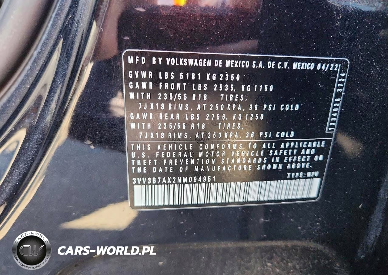 2022 Volkswagen Tiguan Se VIN:3VV3B7AX2NM094951 - 12