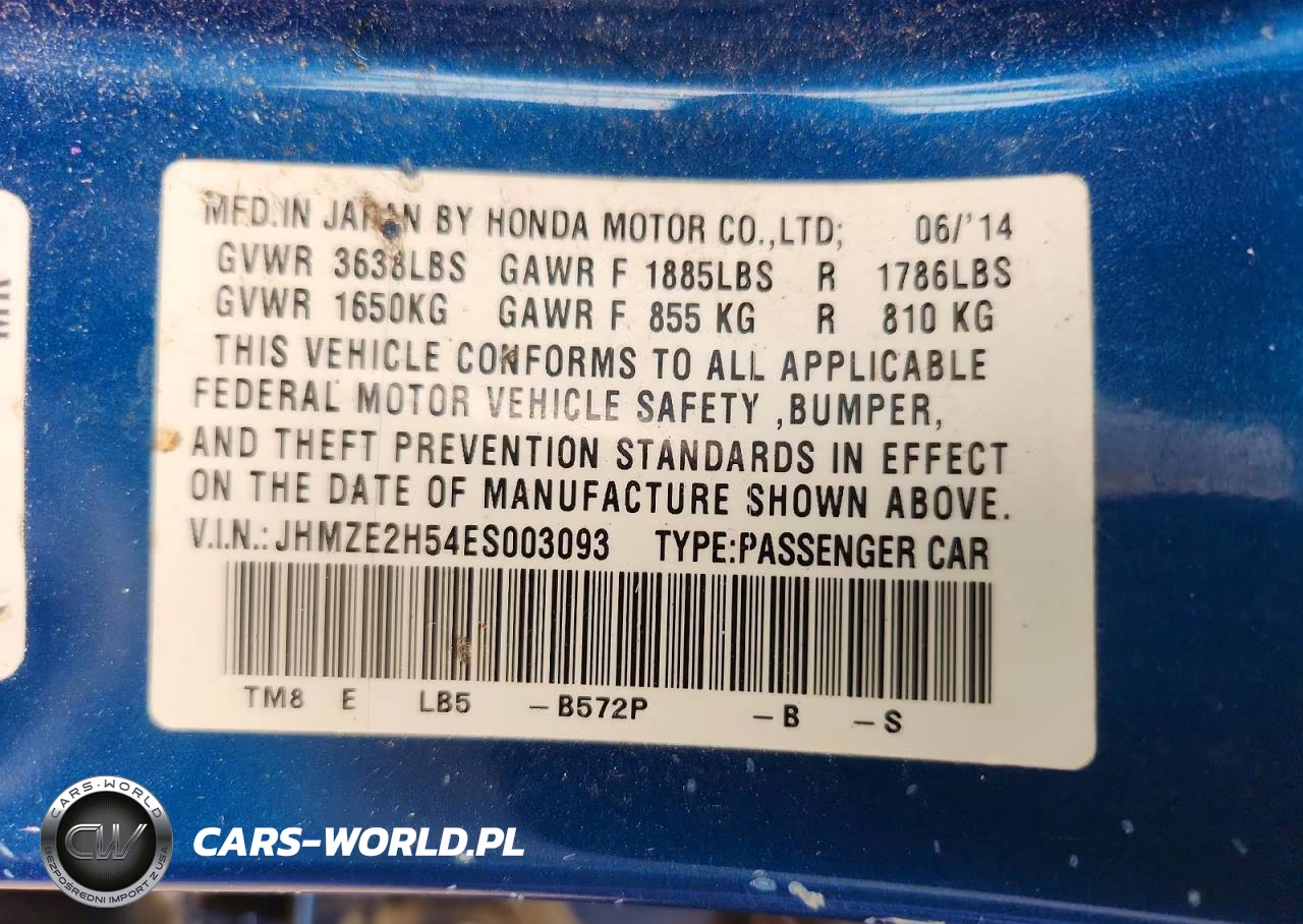 2014 Honda Insight Lx VIN:JHMZE2H54ES003093 - 12