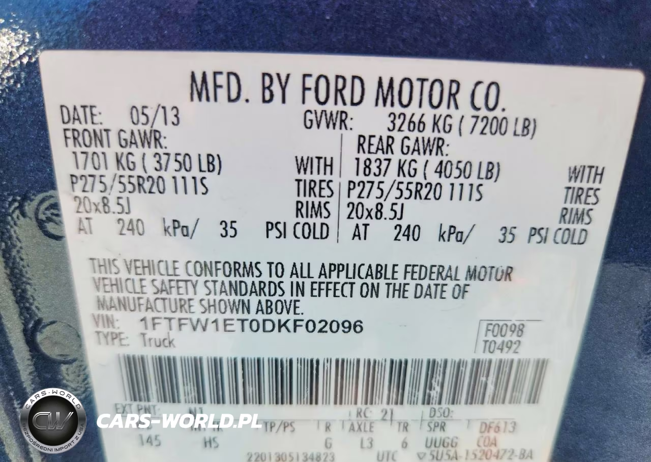 2013 Ford F150 Supercrew VIN:1FTFW1ET0DKF02096 - 12