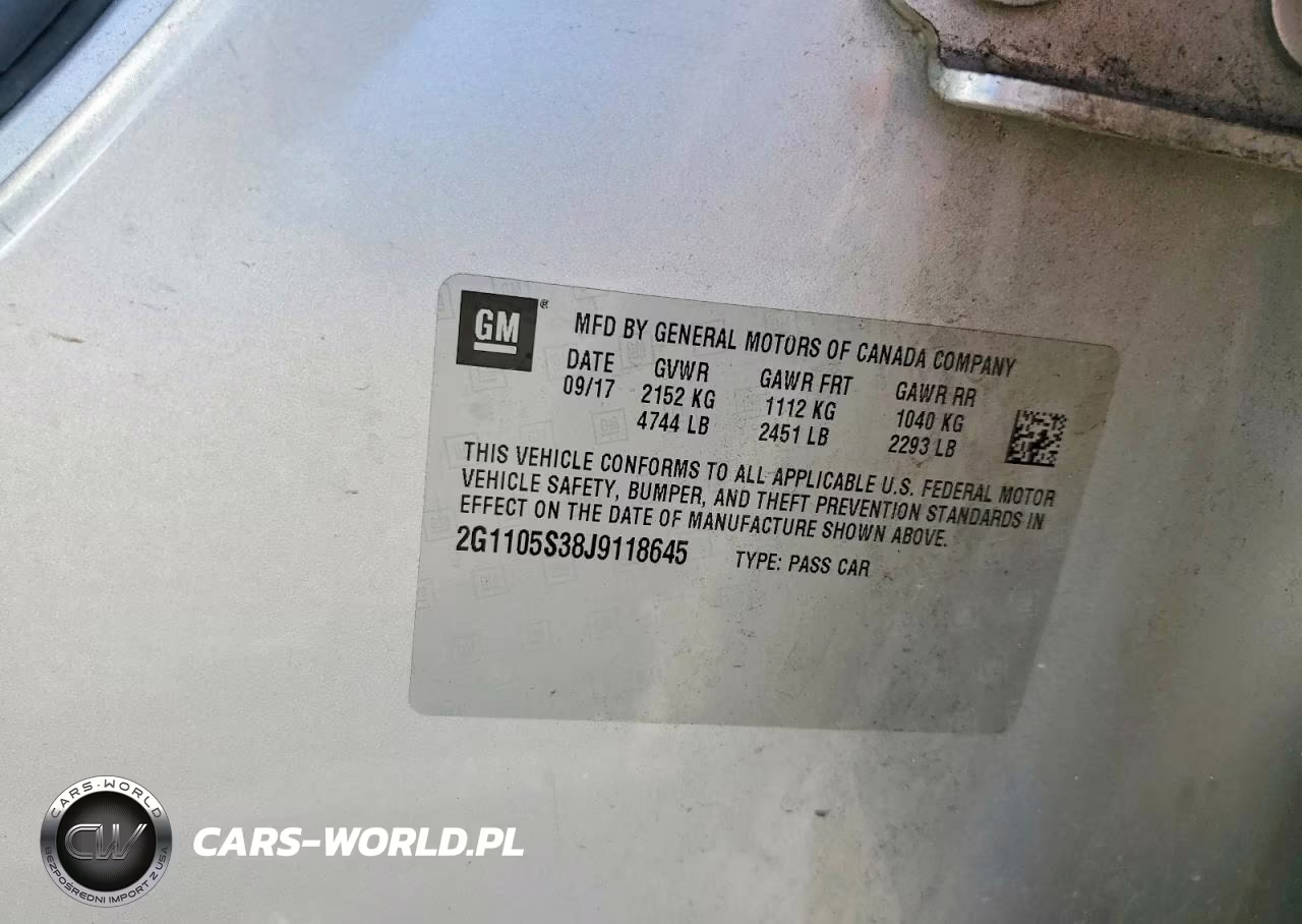 2018 Chevrolet Impala Lt VIN:2G1105S38J9118645 - 12