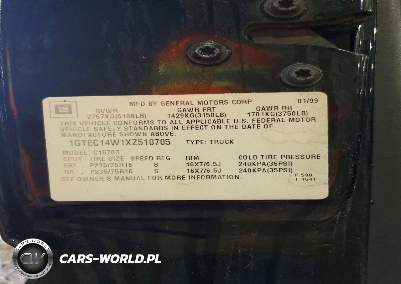 1999 GMC New Sierra C1500 VIN:1GTEC14W1XZ510705 - 12
