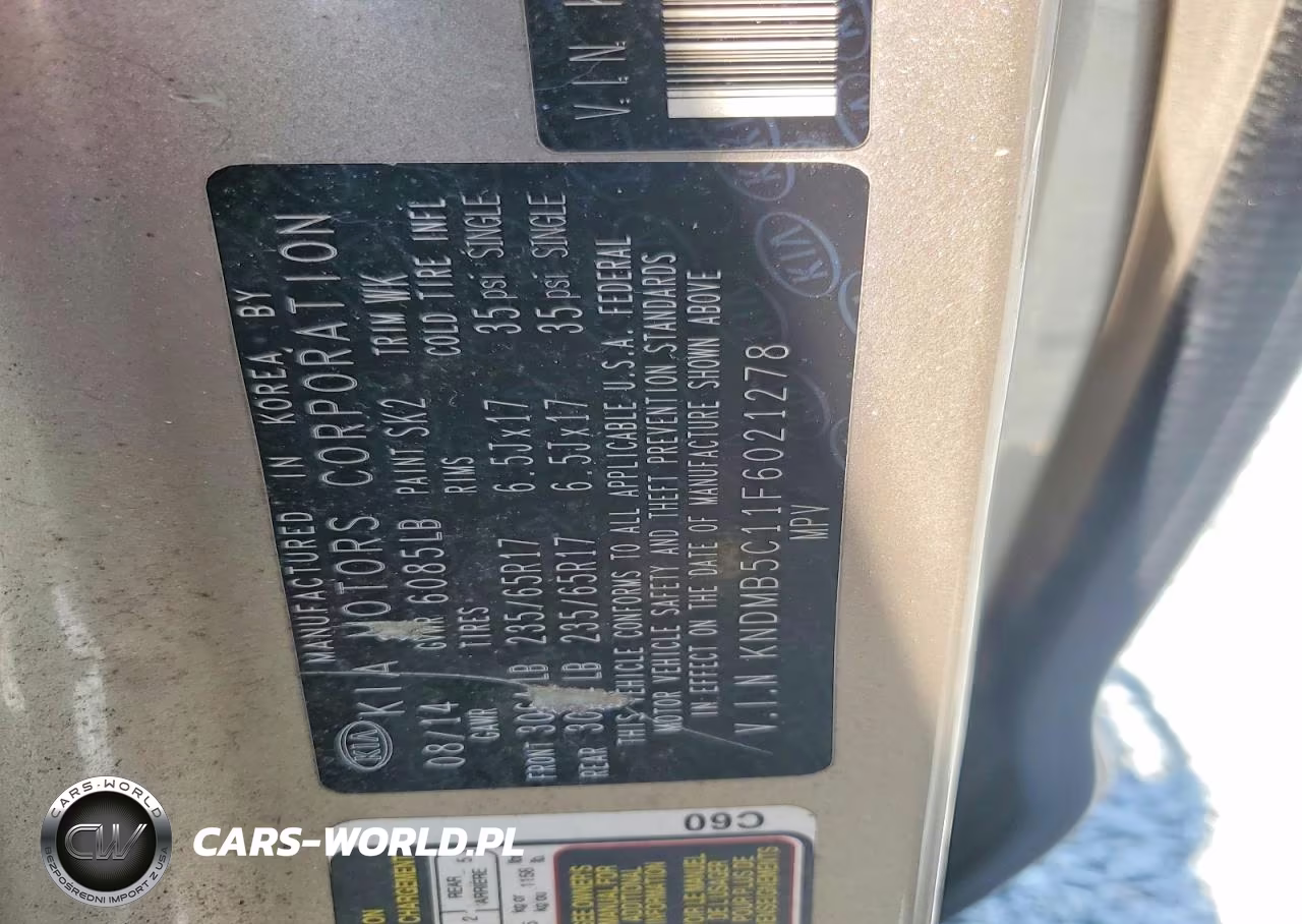 2015 Kia Sedona Lx VIN:KNDMB5C11F6021278 - 13