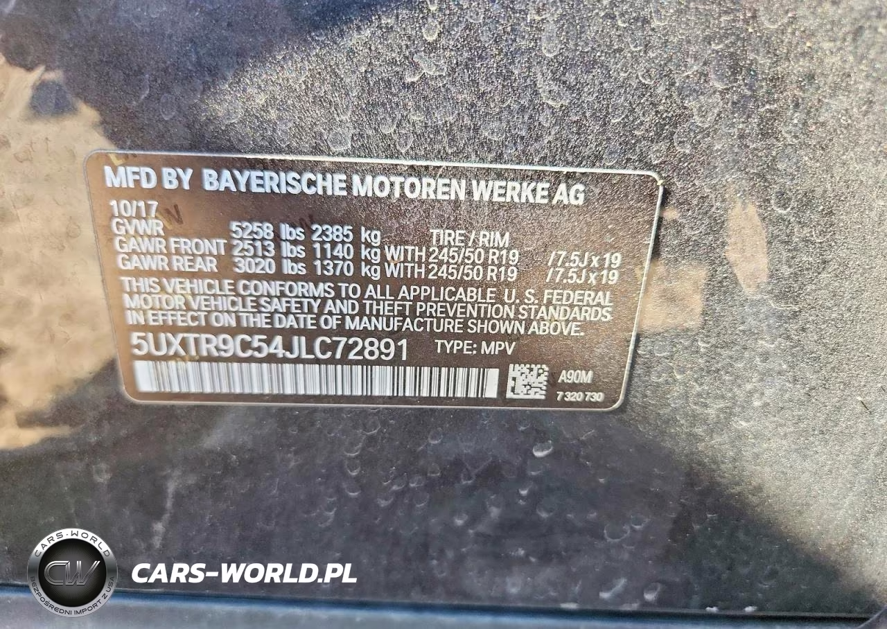 2018 BMW X3 xDrive30I VIN:5UXTR9C54JLC72891 - 10
